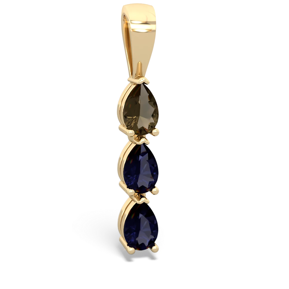 Smoky Quartz Dew Drops 14K Yellow Gold pendant P2251