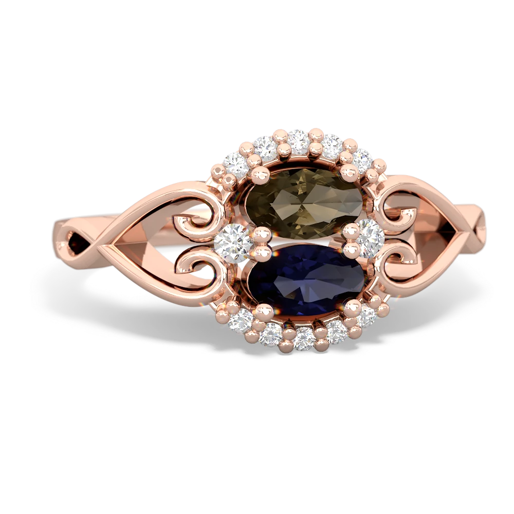 Smoky Quartz Love Nest 14K Rose Gold ring R5860