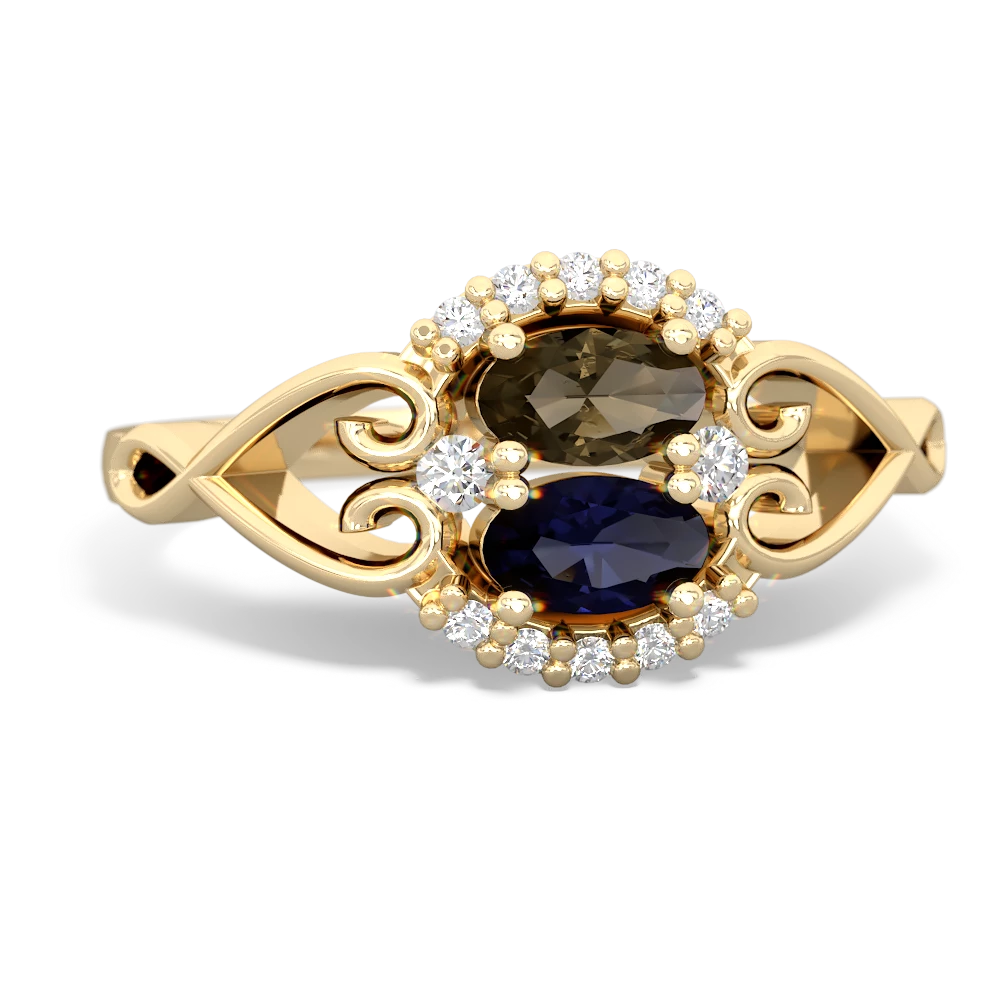 Smoky Quartz Love Nest 14K Yellow Gold ring R5860