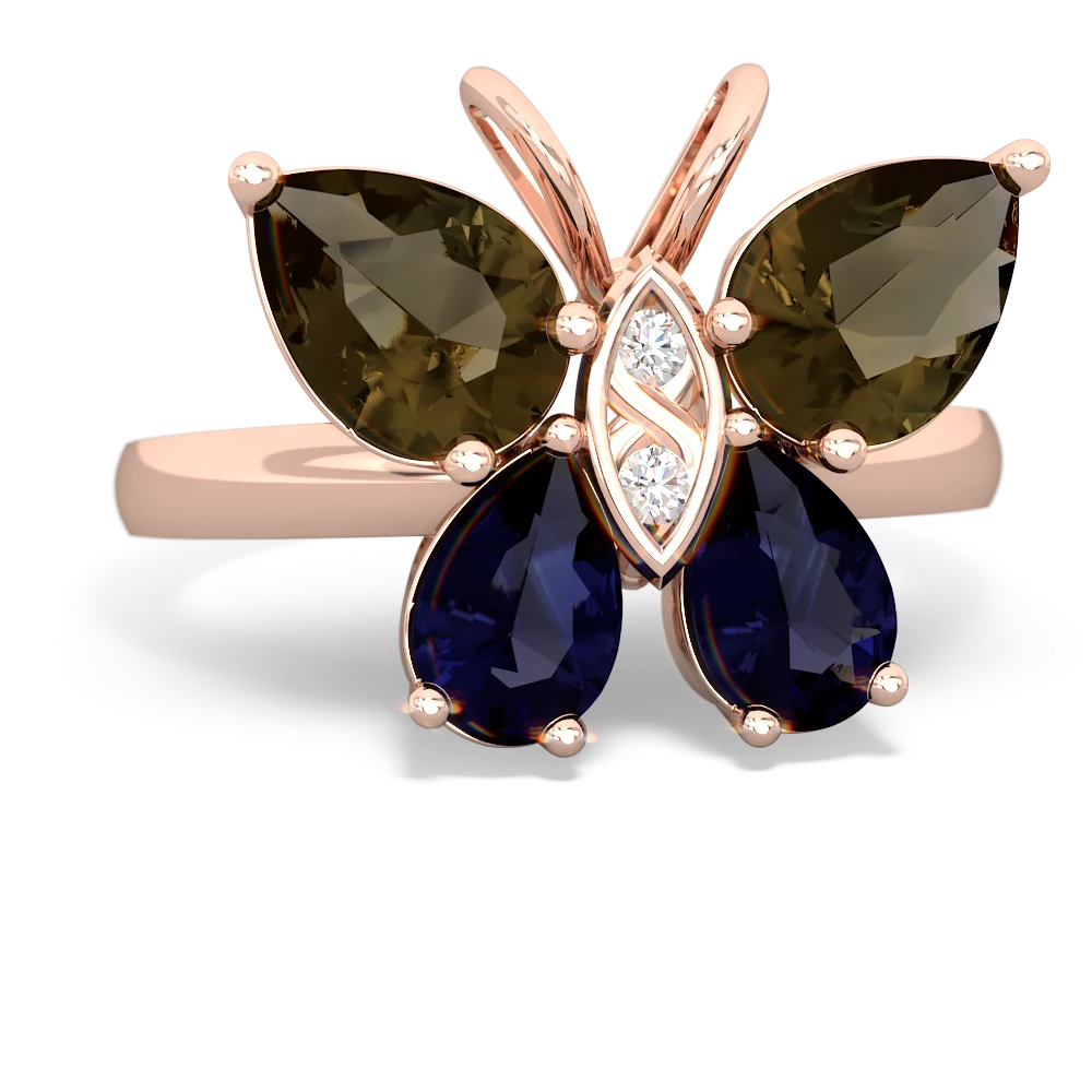 Smoky Quartz Butterfly 14K Rose Gold ring R2215