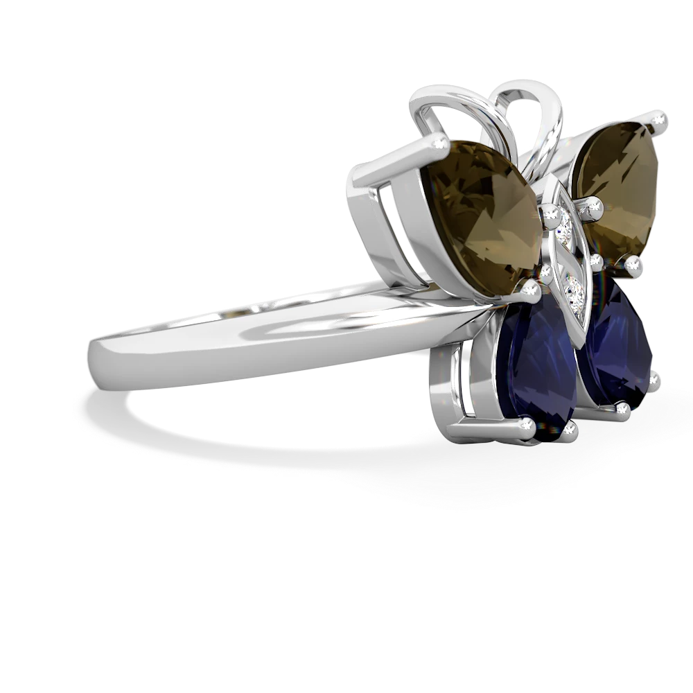 Smoky Quartz Butterfly 14K White Gold ring R2215