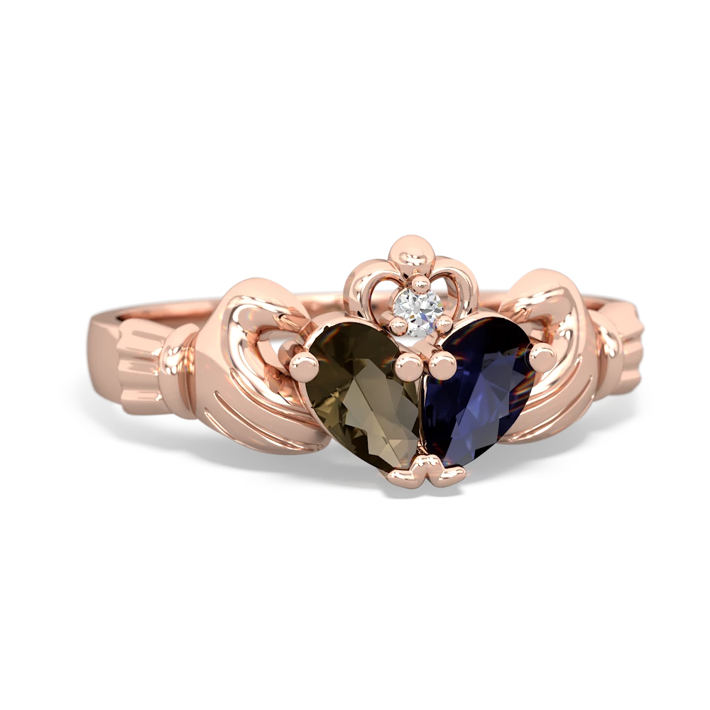 Smoky Quartz 'Our Heart' Claddagh 14K Rose Gold ring R2388