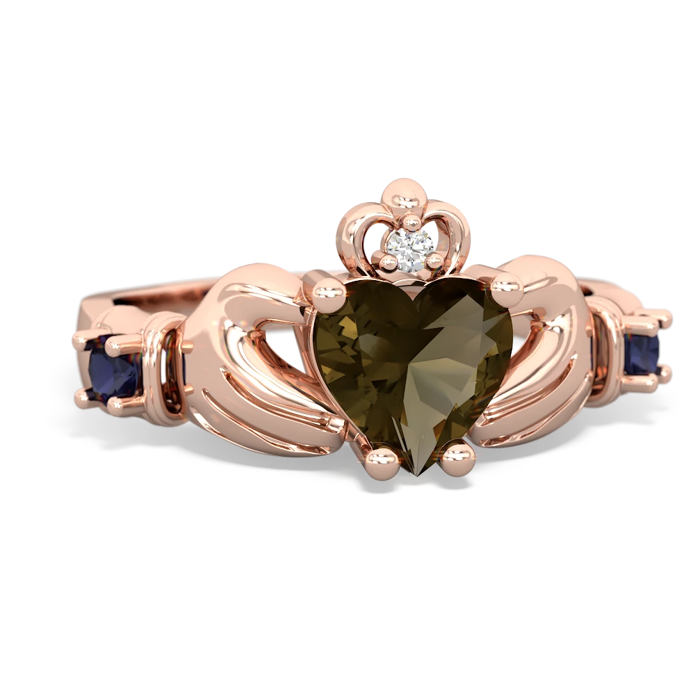 Smoky Quartz Claddagh Keepsake 14K Rose Gold ring R5245