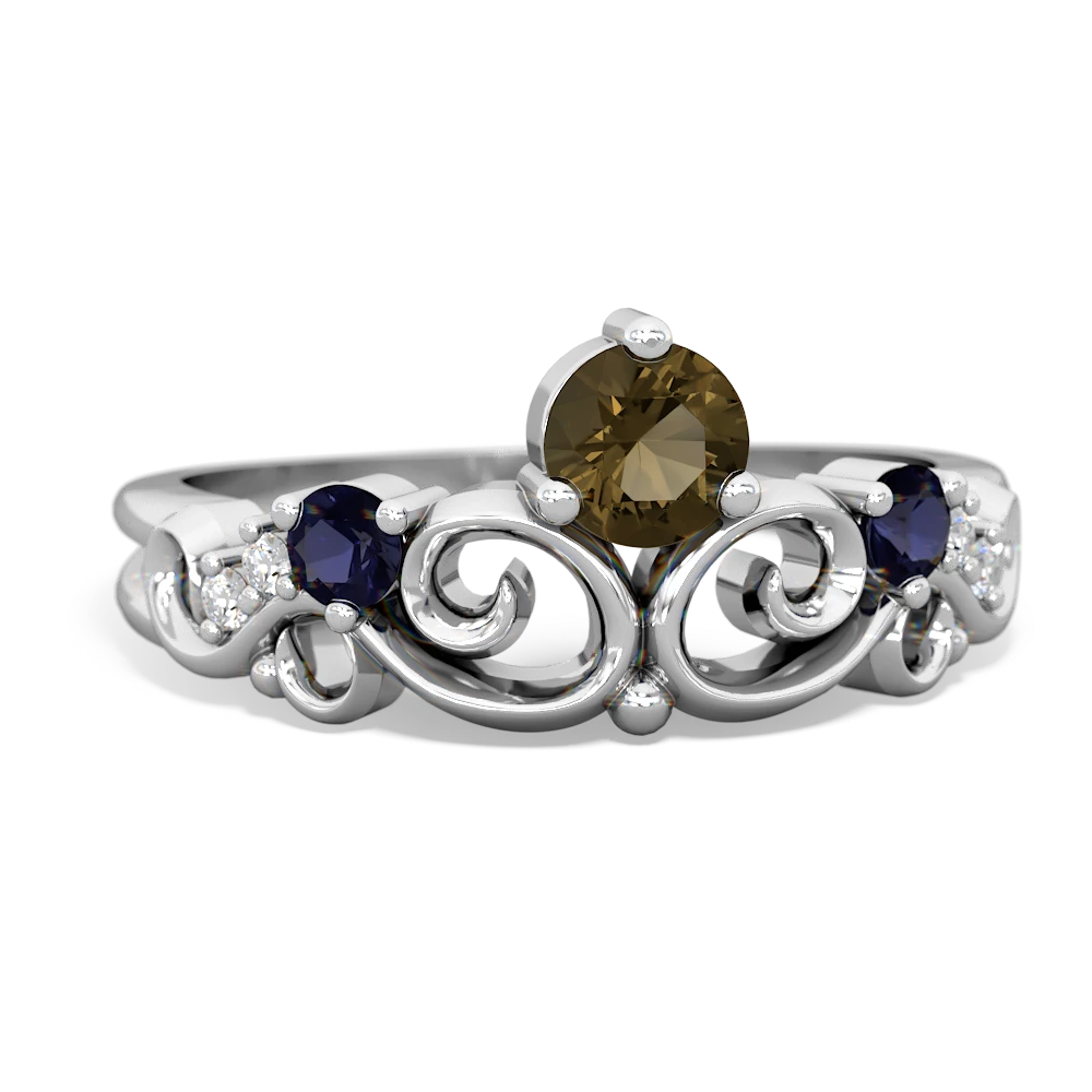 Smoky Quartz Crown Keepsake 14K White Gold ring R5740