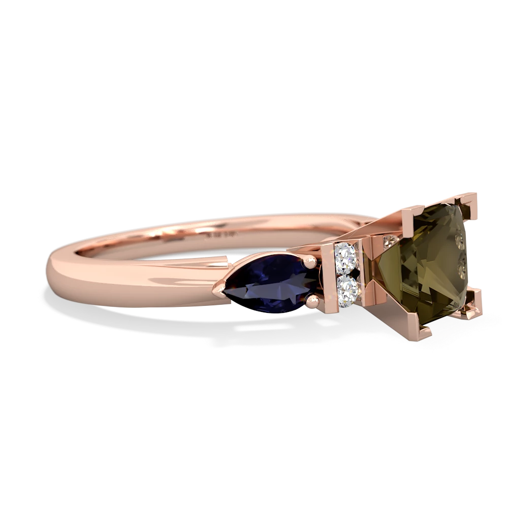 Smoky Quartz 6Mm Princess Eternal Embrace Engagement 14K Rose Gold ring C2002