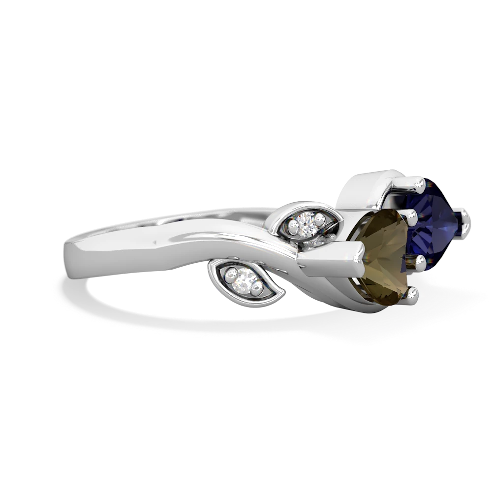 Smoky Quartz Floral Elegance 14K White Gold ring R5790