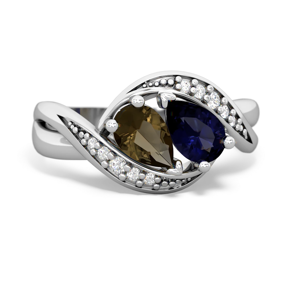 Smoky Quartz Summer Winds 14K White Gold ring R5342