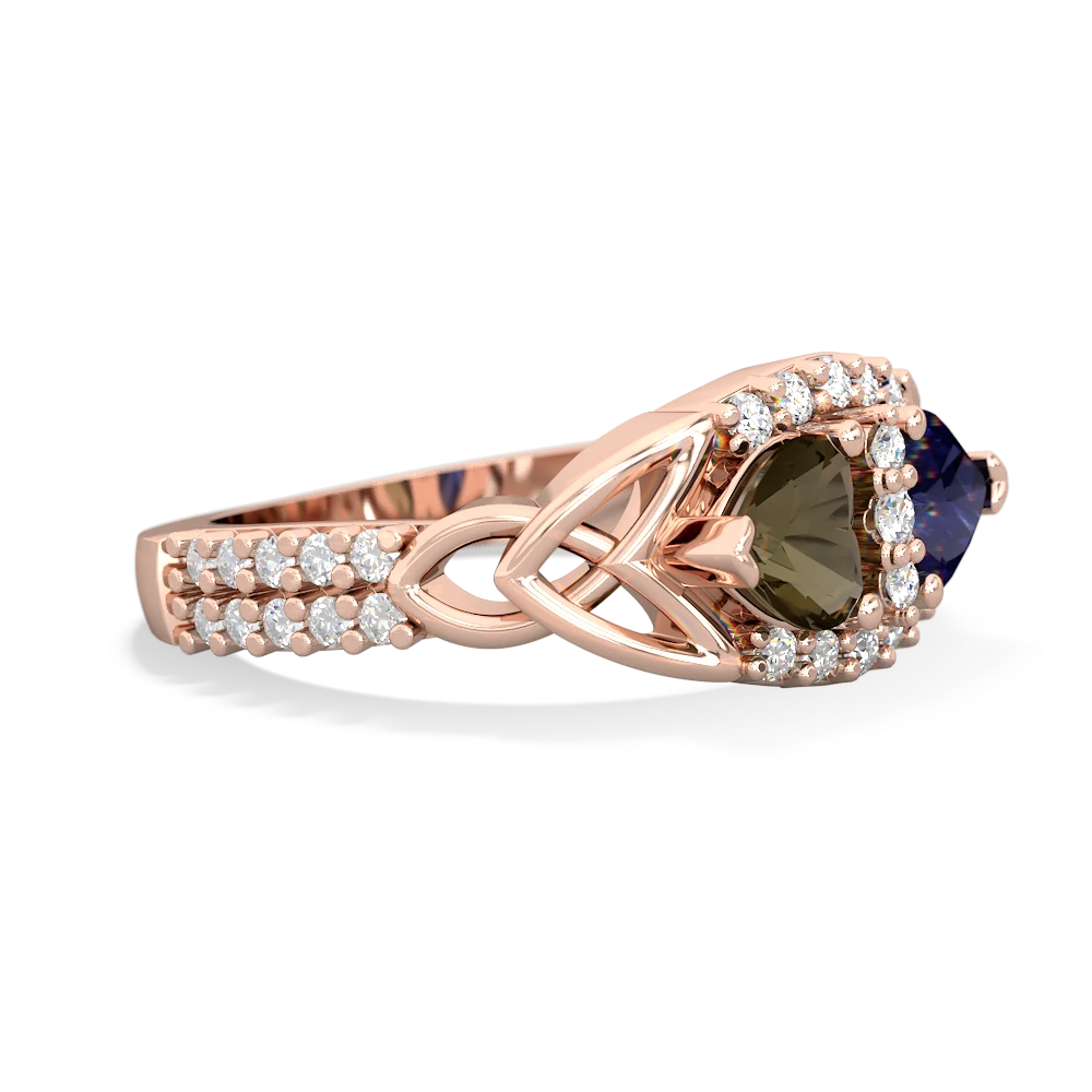 Smoky Quartz Sparkling Celtic Knot 14K Rose Gold ring R2645