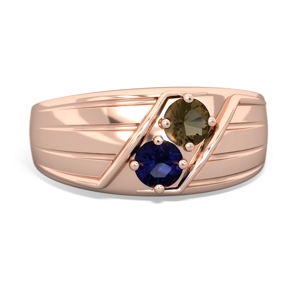 Smoky Quartz Men's Streamline 14K Rose Gold ring R0460