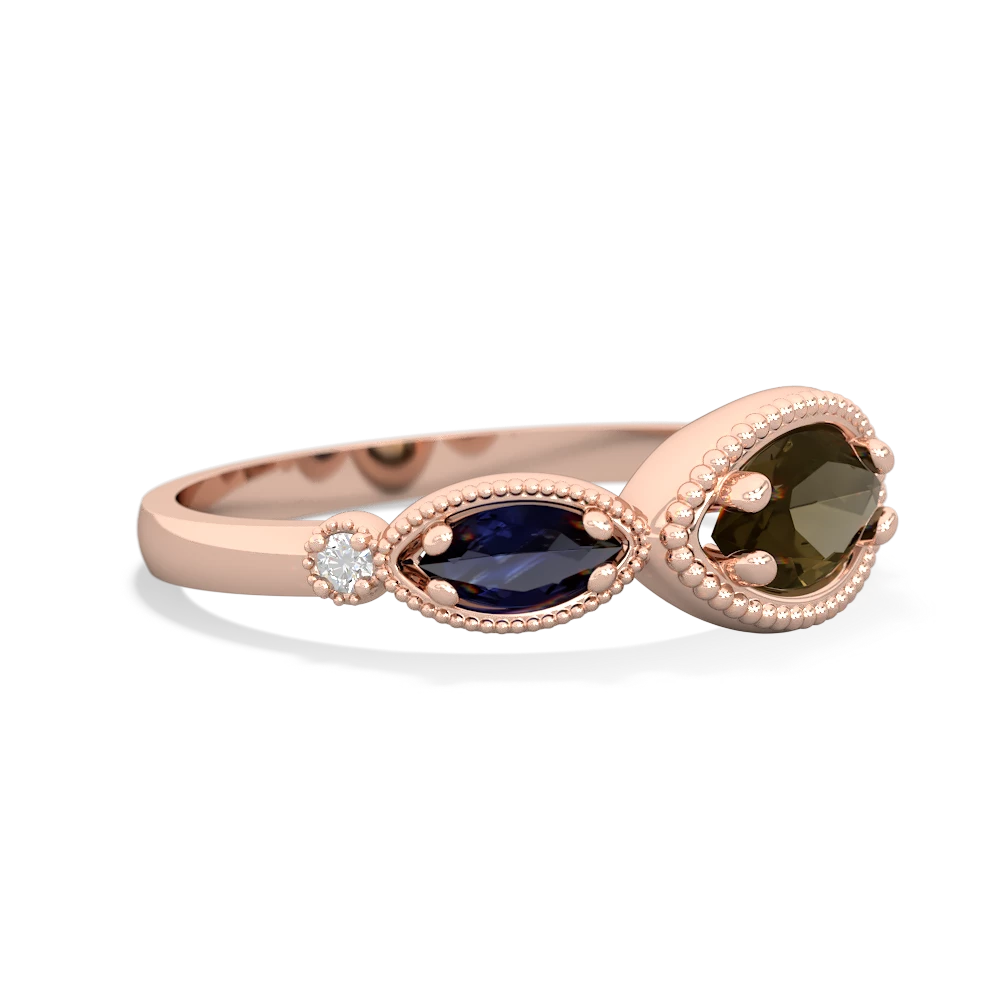 Smoky Quartz Milgrain Marquise 14K Rose Gold ring R5700