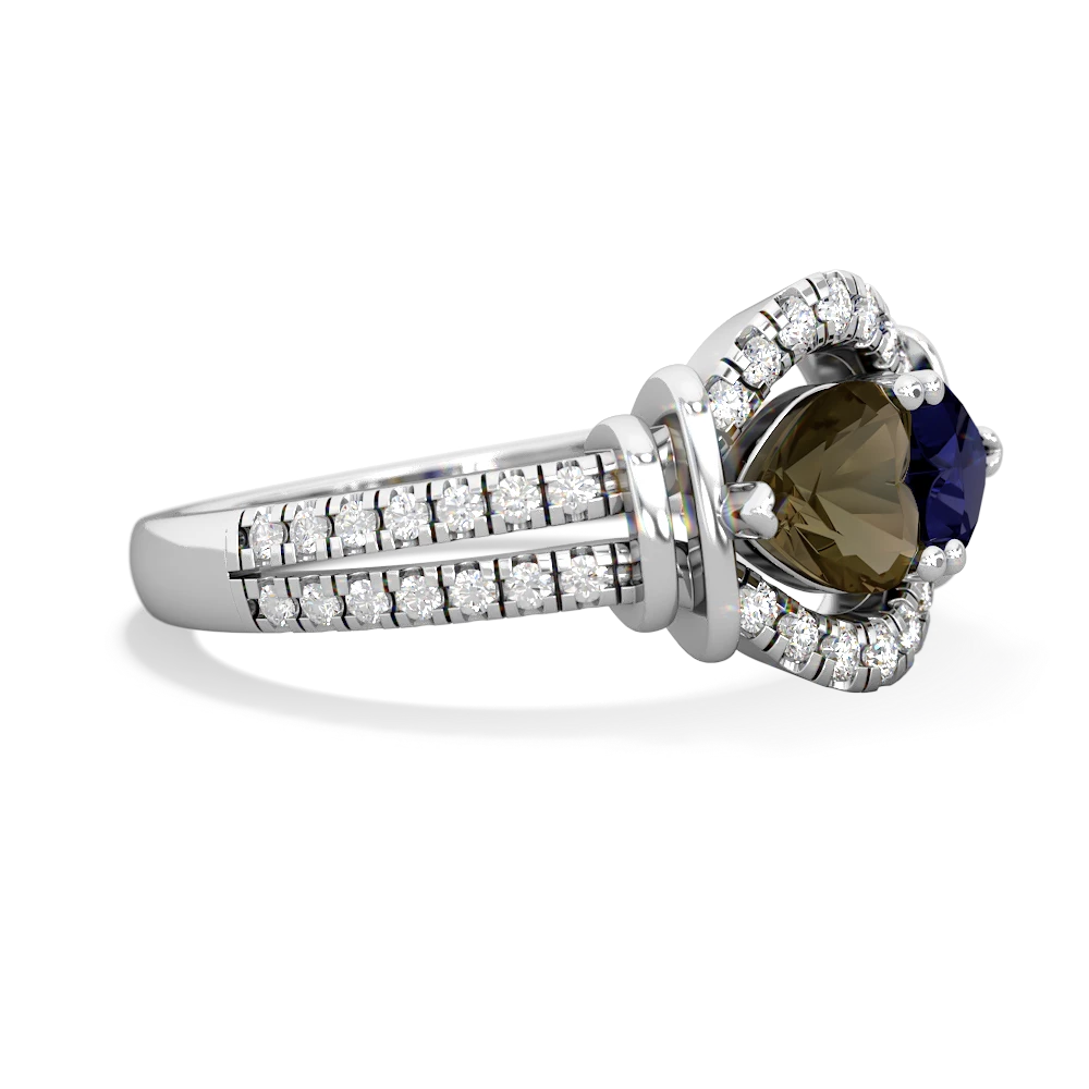 Smoky Quartz Art-Deco Keepsake 14K White Gold ring R5630