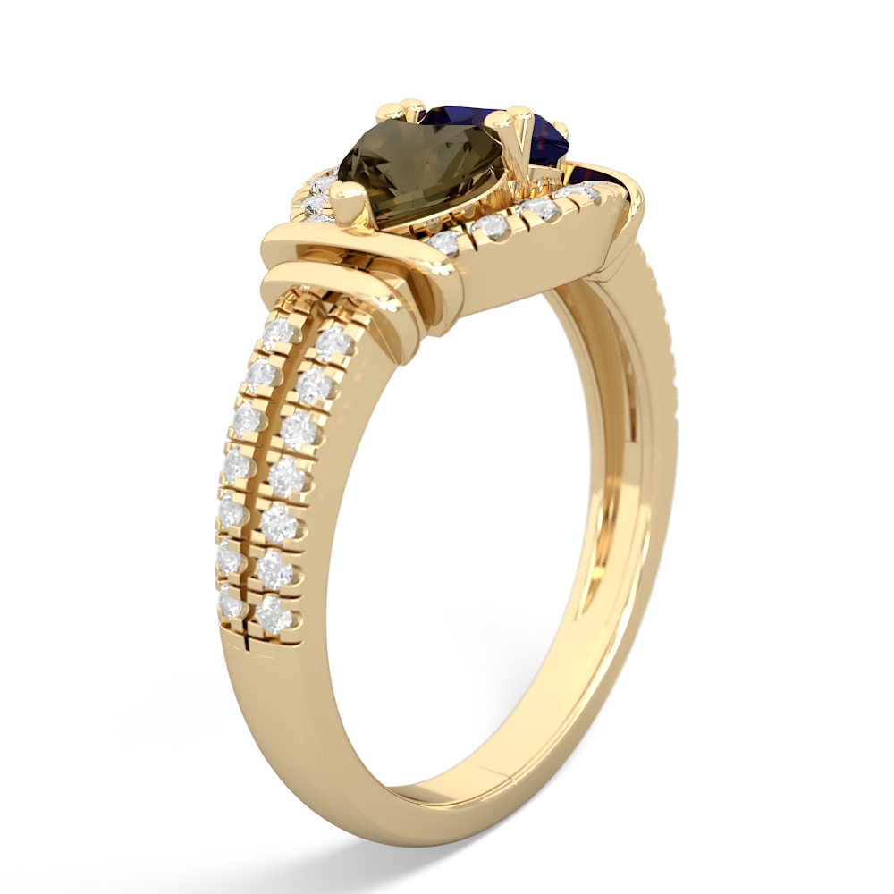 Smoky Quartz Art-Deco Keepsake 14K Yellow Gold ring R5630