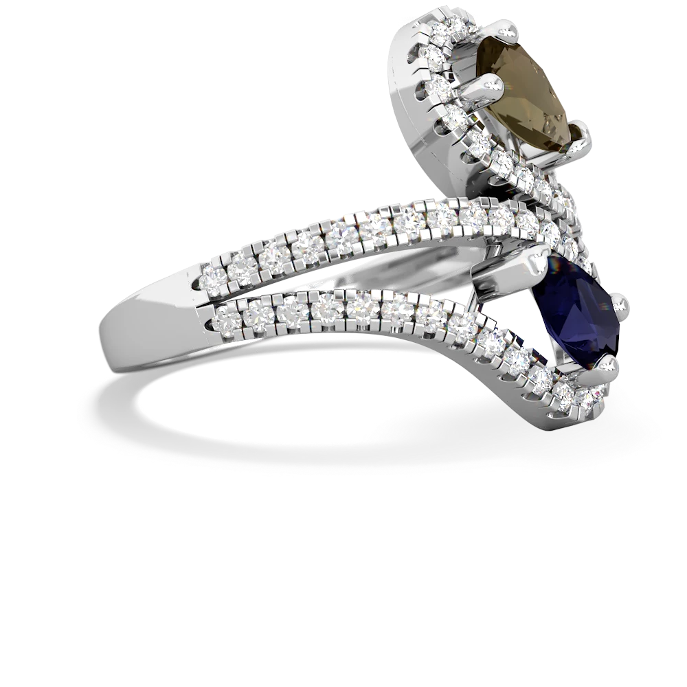 Smoky Quartz Diamond Dazzler 14K White Gold ring R3000