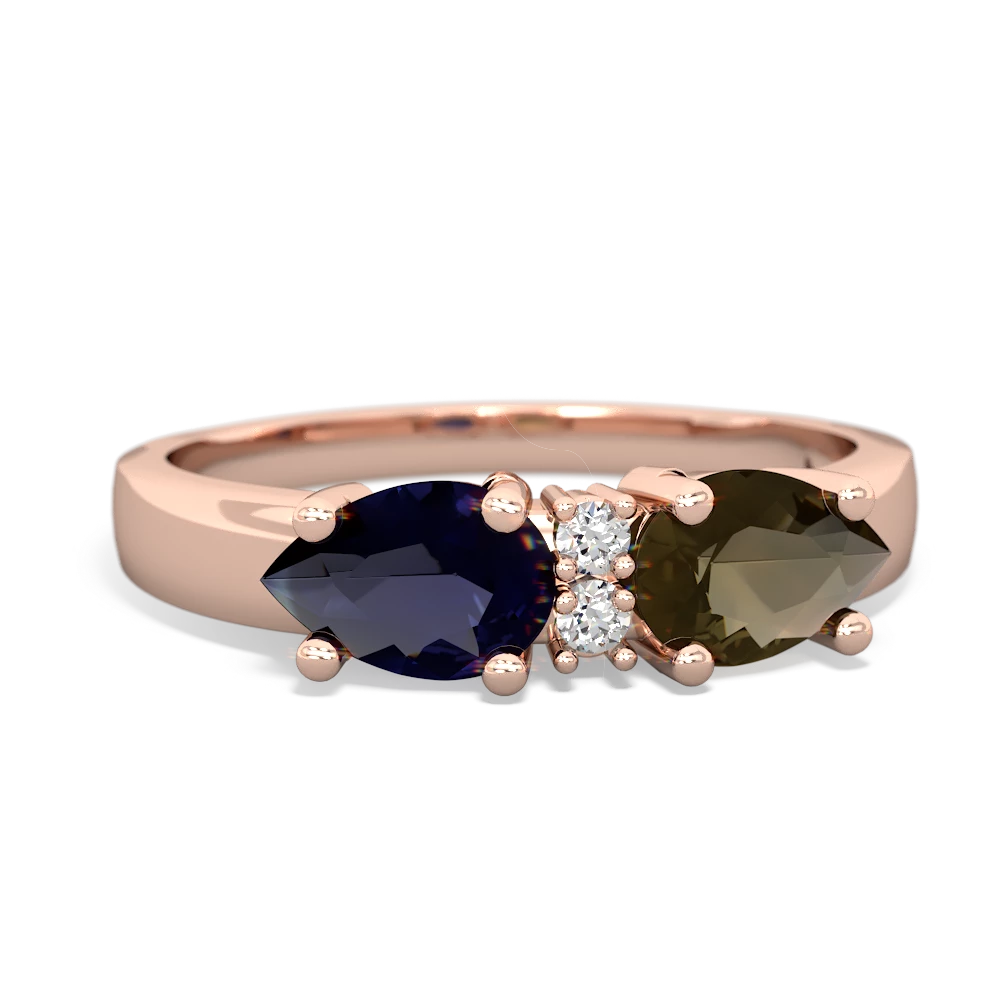 Smoky Quartz Pear Bowtie 14K Rose Gold ring R0865