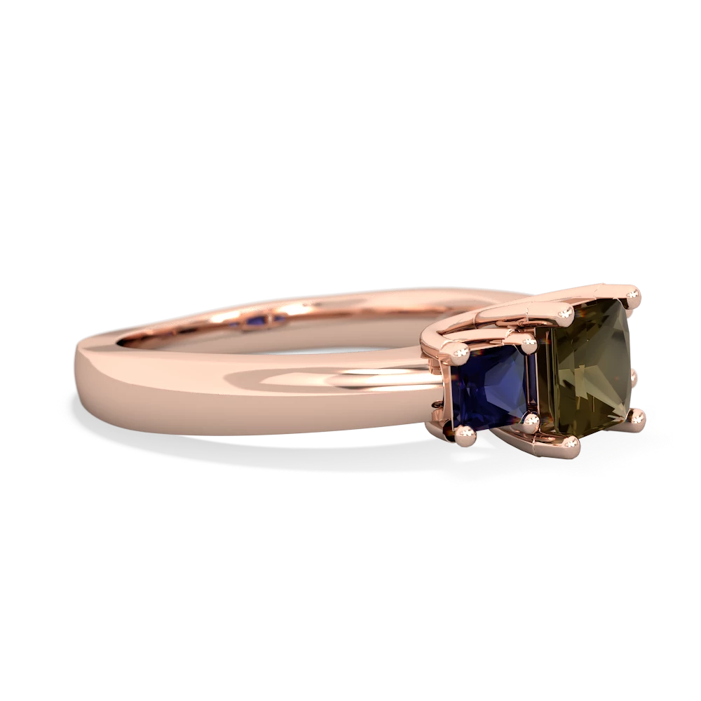 Smoky Quartz Three Stone Trellis 14K Rose Gold ring R4015