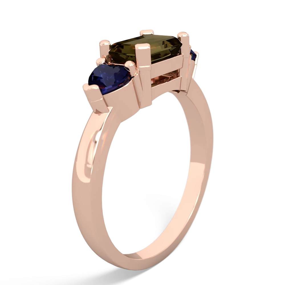 Smoky Quartz Three Stone 14K Rose Gold ring R5235