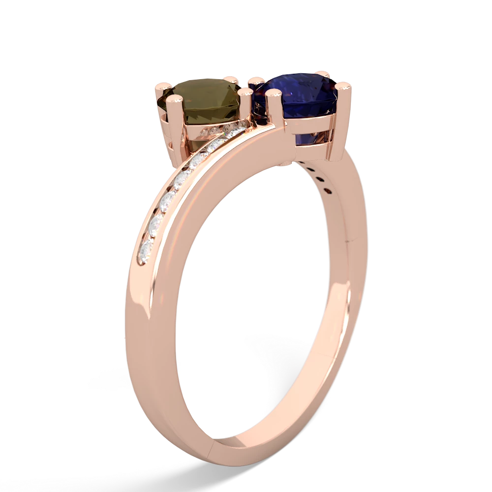 Smoky Quartz Channel Set Two Stone 14K Rose Gold ring R5303