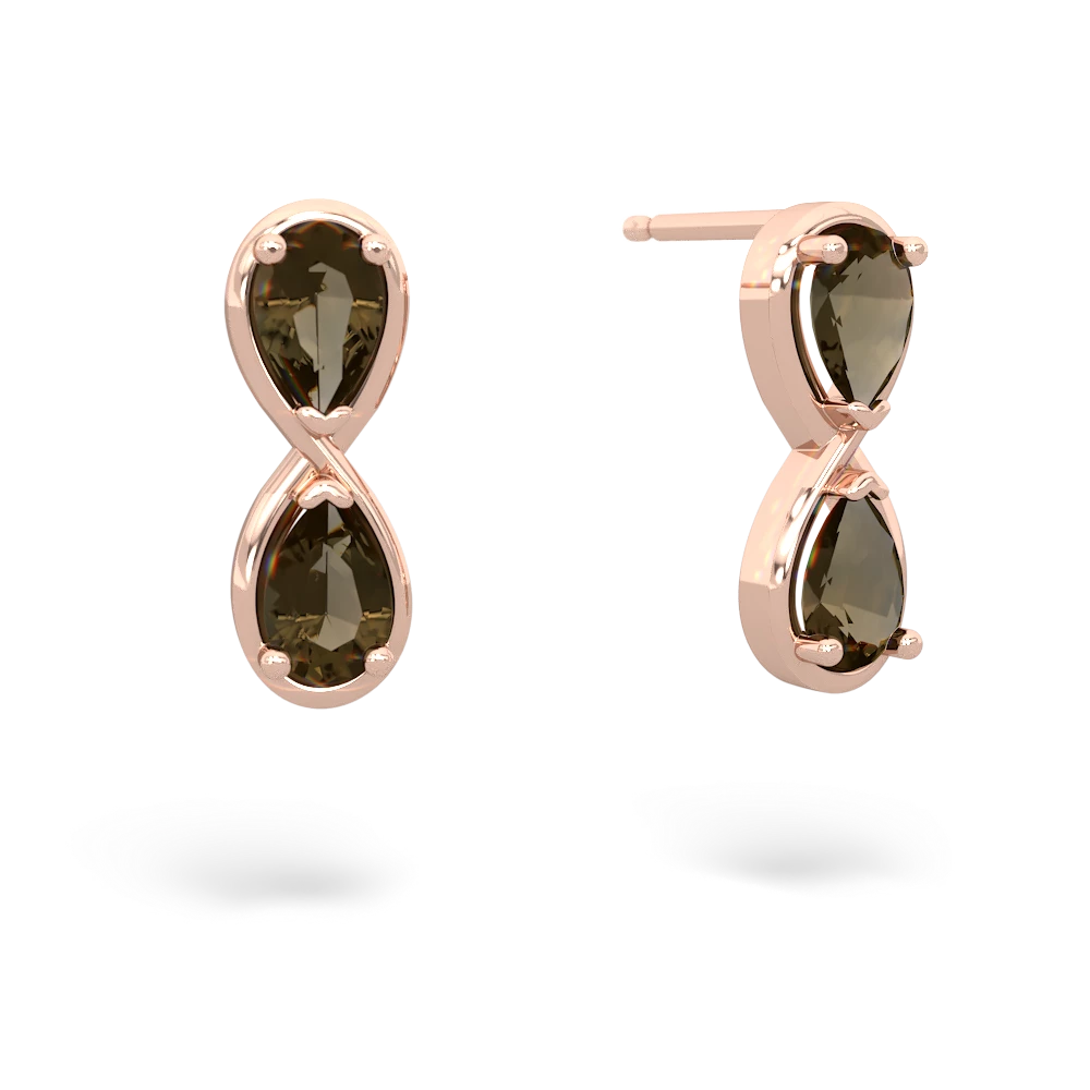 Smoky Quartz Infinity 14K Rose Gold earrings E5050