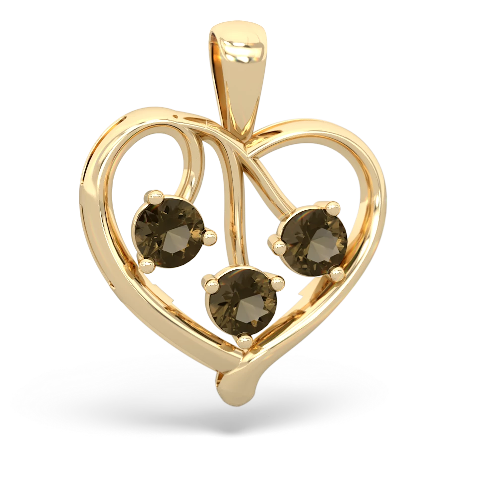 Onyx Glowing Heart 14K Yellow Gold pendant P2233