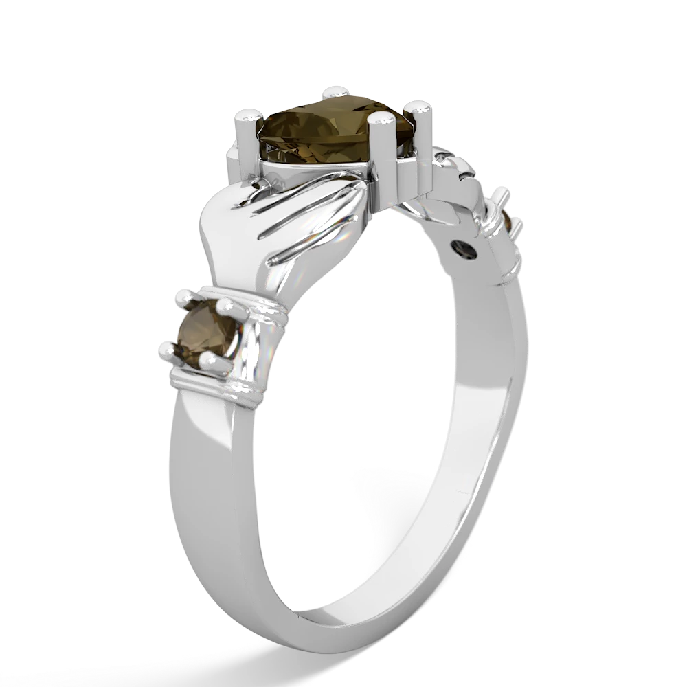 Garnet Claddagh Keepsake 14K White Gold ring R5245