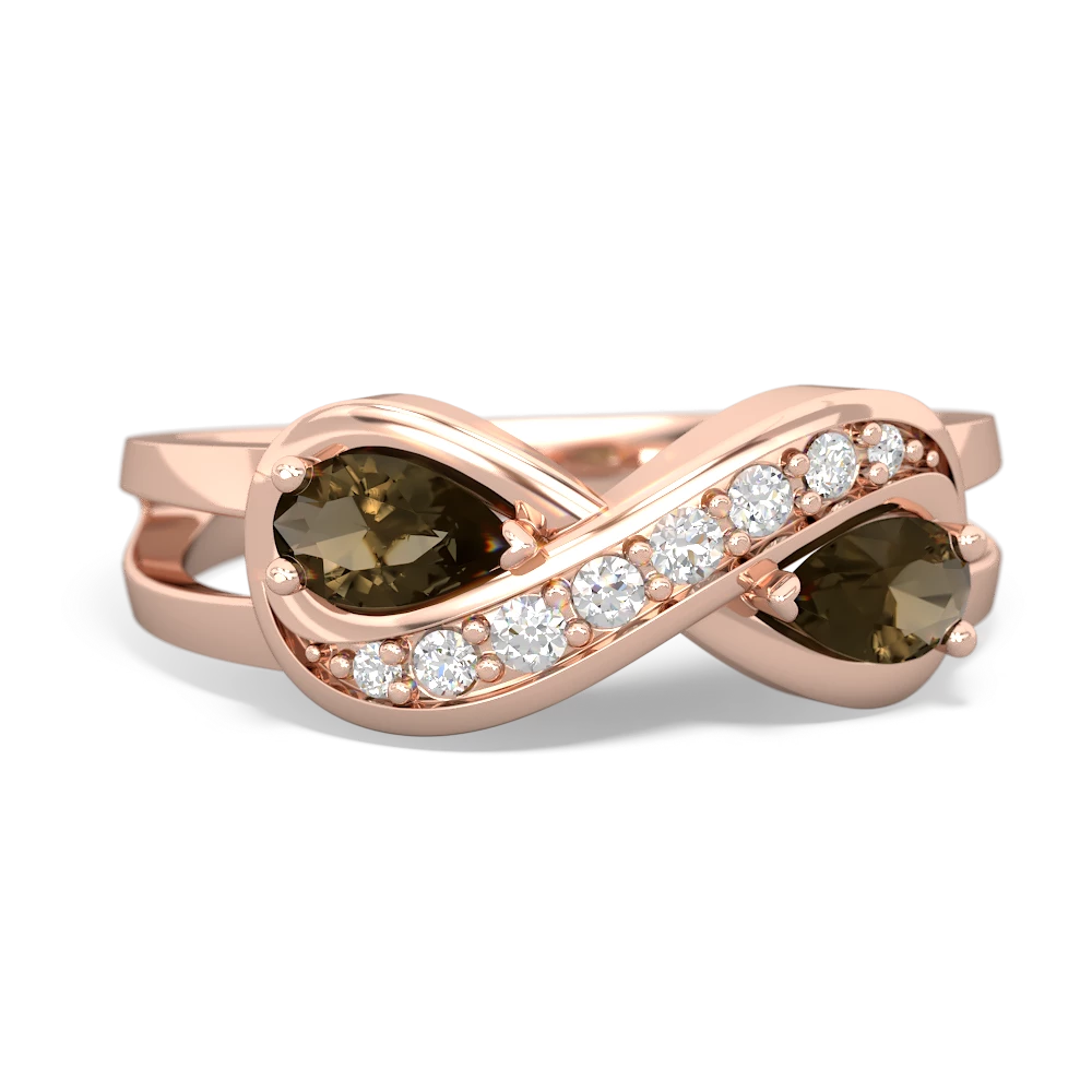 Smoky Quartz Diamond Infinity 14K Rose Gold ring R5390