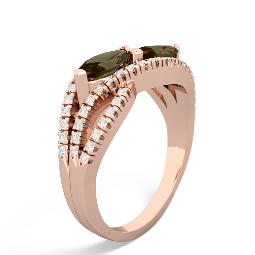 Smoky Quartz Diamond Rivers 14K Rose Gold ring R3070