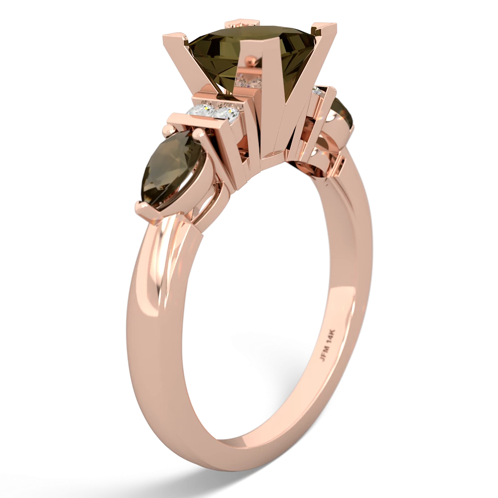 Smoky Quartz 6Mm Princess Eternal Embrace Engagement 14K Rose Gold ring C2002