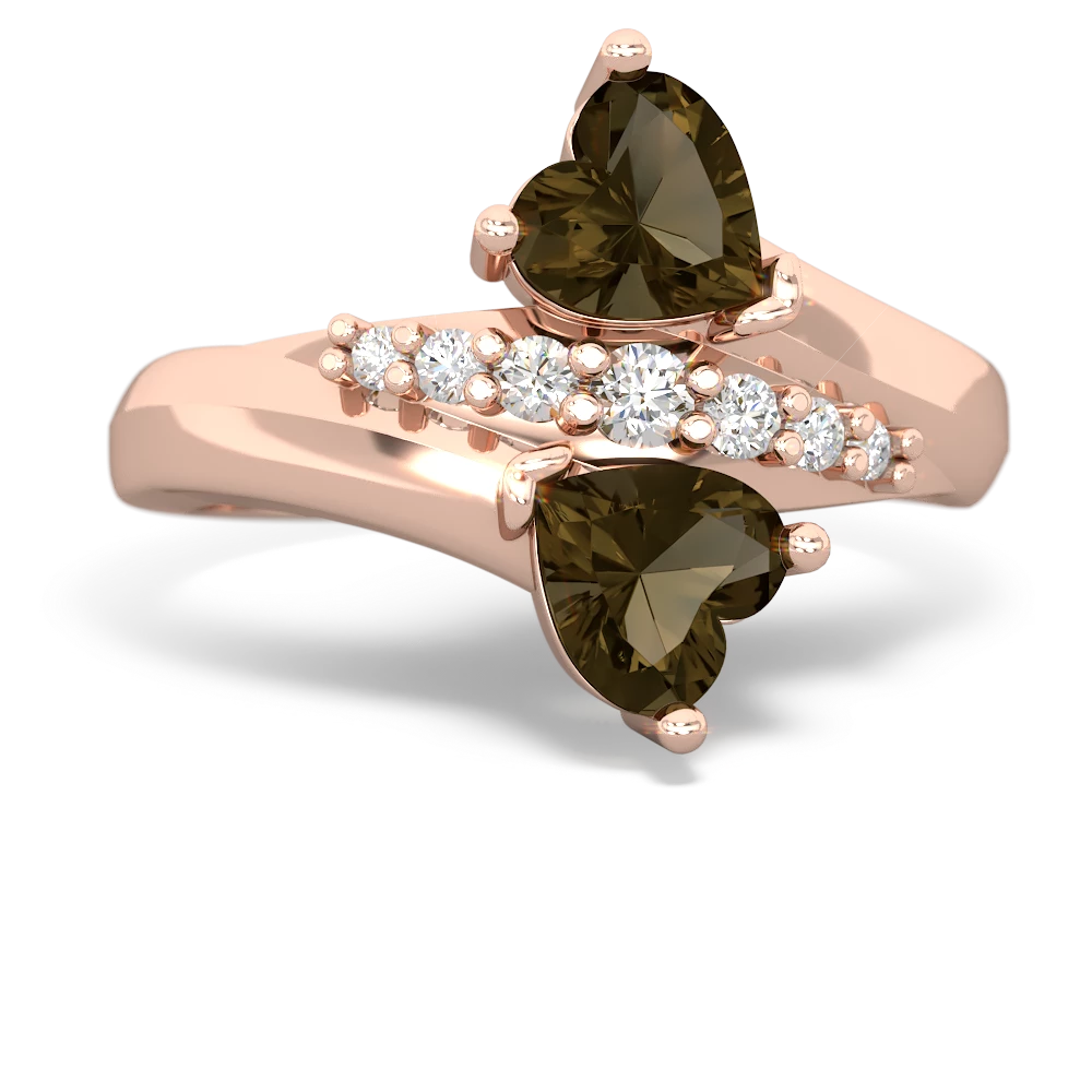 Smoky Quartz Heart To Heart 14K Rose Gold ring R2064