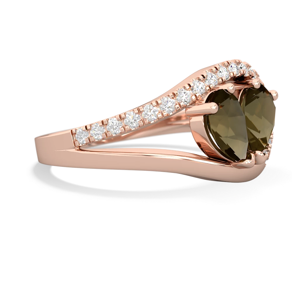 Smoky Quartz Nestled Heart Keepsake 14K Rose Gold ring R5650