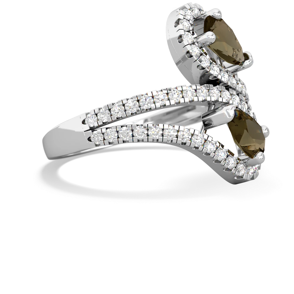 Smoky Quartz Diamond Dazzler 14K White Gold ring R3000