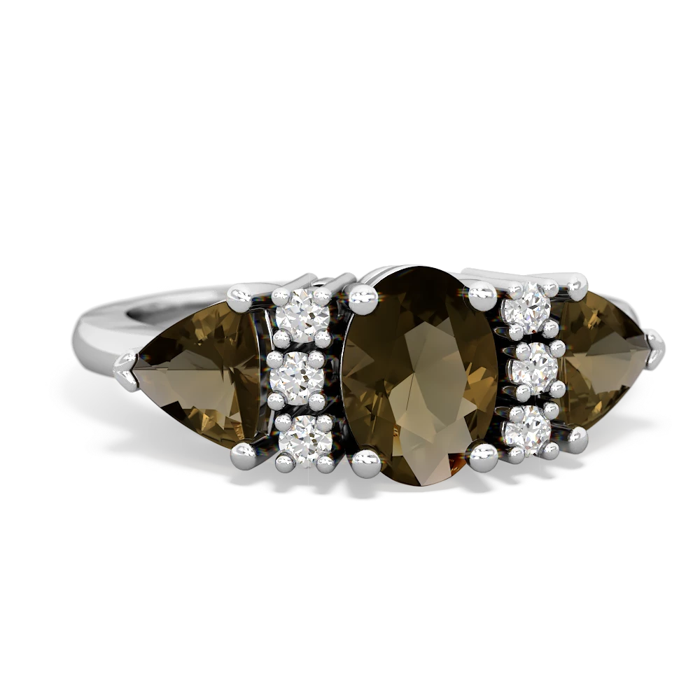Garnet Antique Style Three Stone 14K White Gold ring R2186