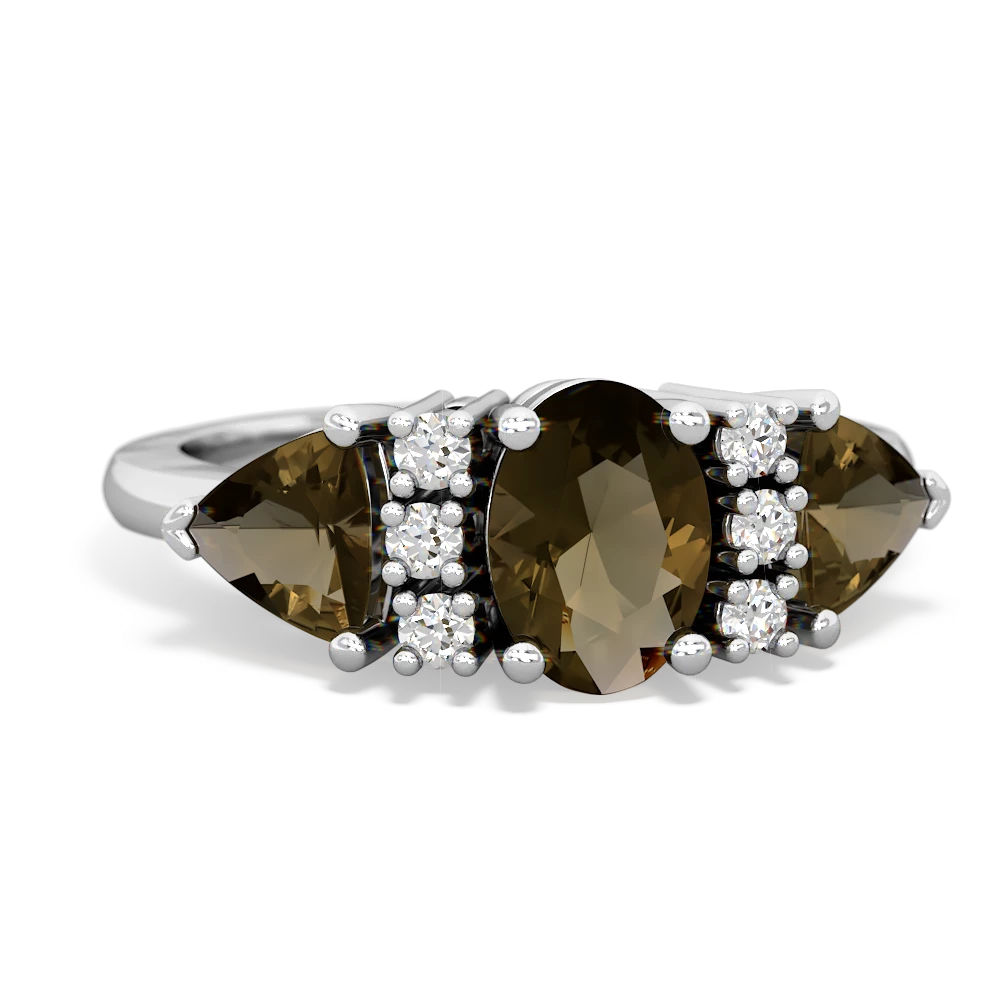 London Topaz Antique Style Three Stone 14K White Gold ring R2186