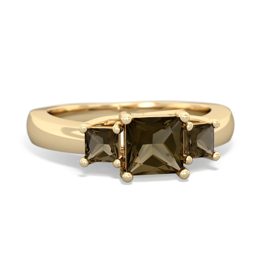 White Topaz Three Stone Trellis 14K Yellow Gold ring R4015