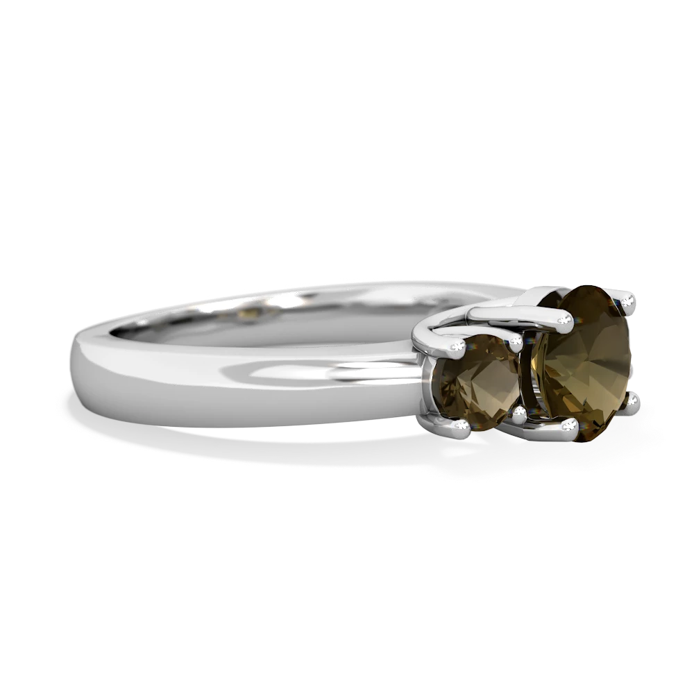 White Topaz Three Stone Round Trellis 14K White Gold ring R4018