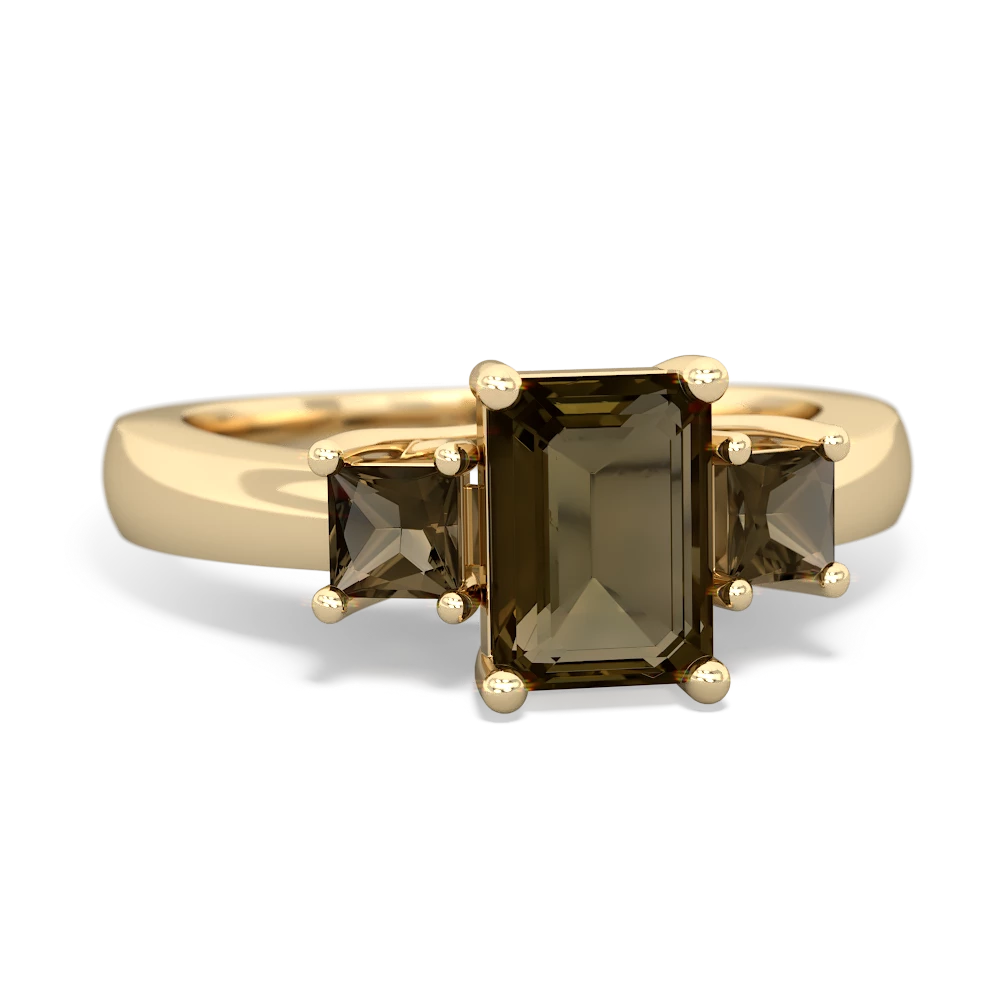 Opal Three Stone Emerald-Cut Trellis 14K Yellow Gold ring R4021