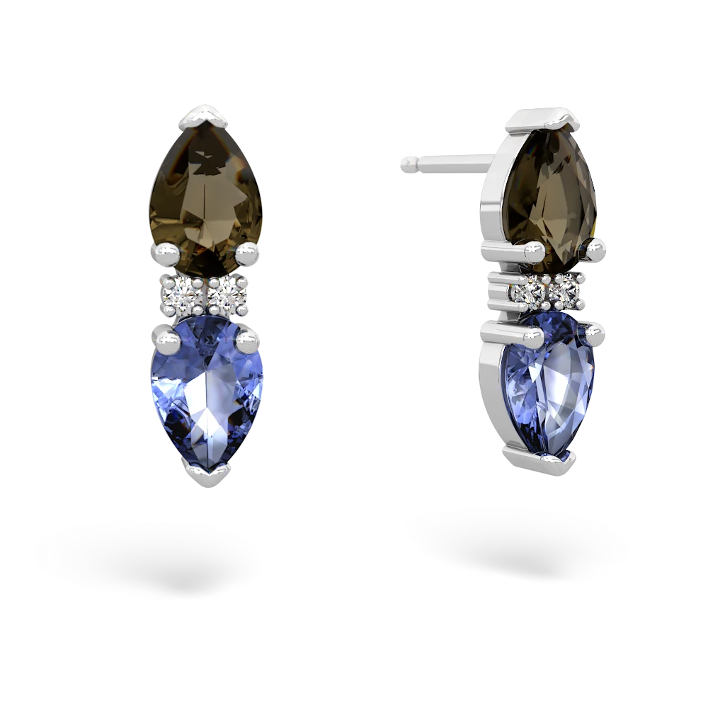 Smoky Quartz Bowtie Drop 14K White Gold earrings E0865