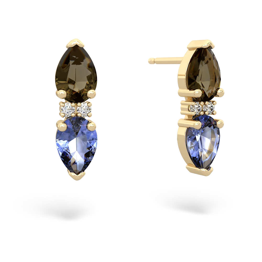 Smoky Quartz Bowtie Drop 14K Yellow Gold earrings E0865