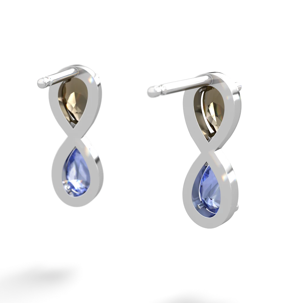 Smoky Quartz Infinity 14K White Gold earrings E5050