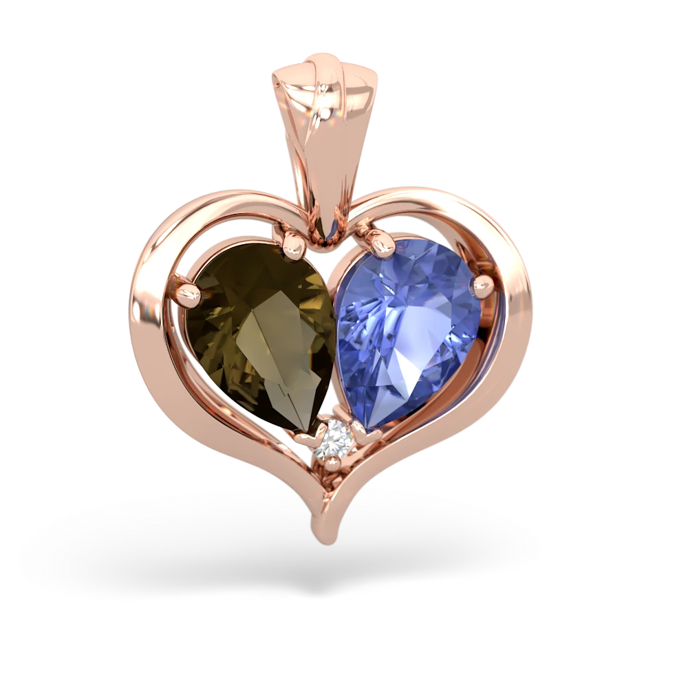 Smoky Quartz Two Become One 14K Rose Gold pendant P5330