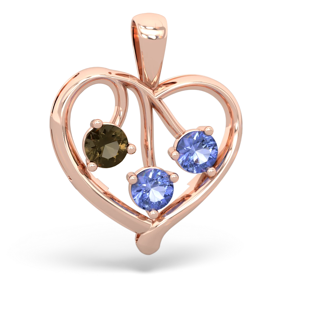 Smoky Quartz Glowing Heart 14K Rose Gold pendant P2233