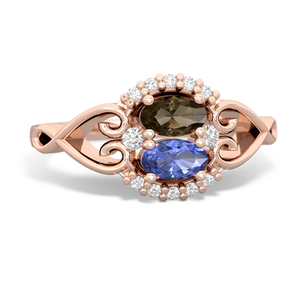 Smoky Quartz Love Nest 14K Rose Gold ring R5860