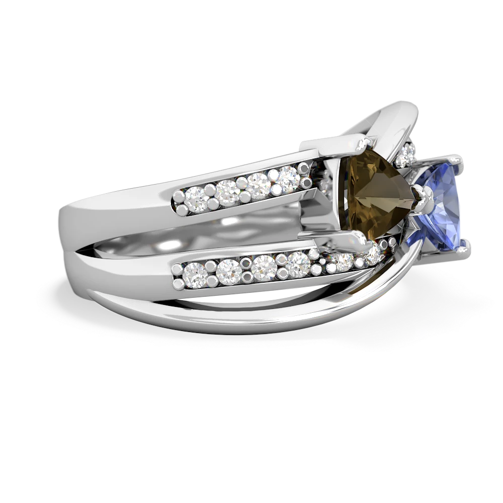 Smoky Quartz Bowtie 14K White Gold ring R2360