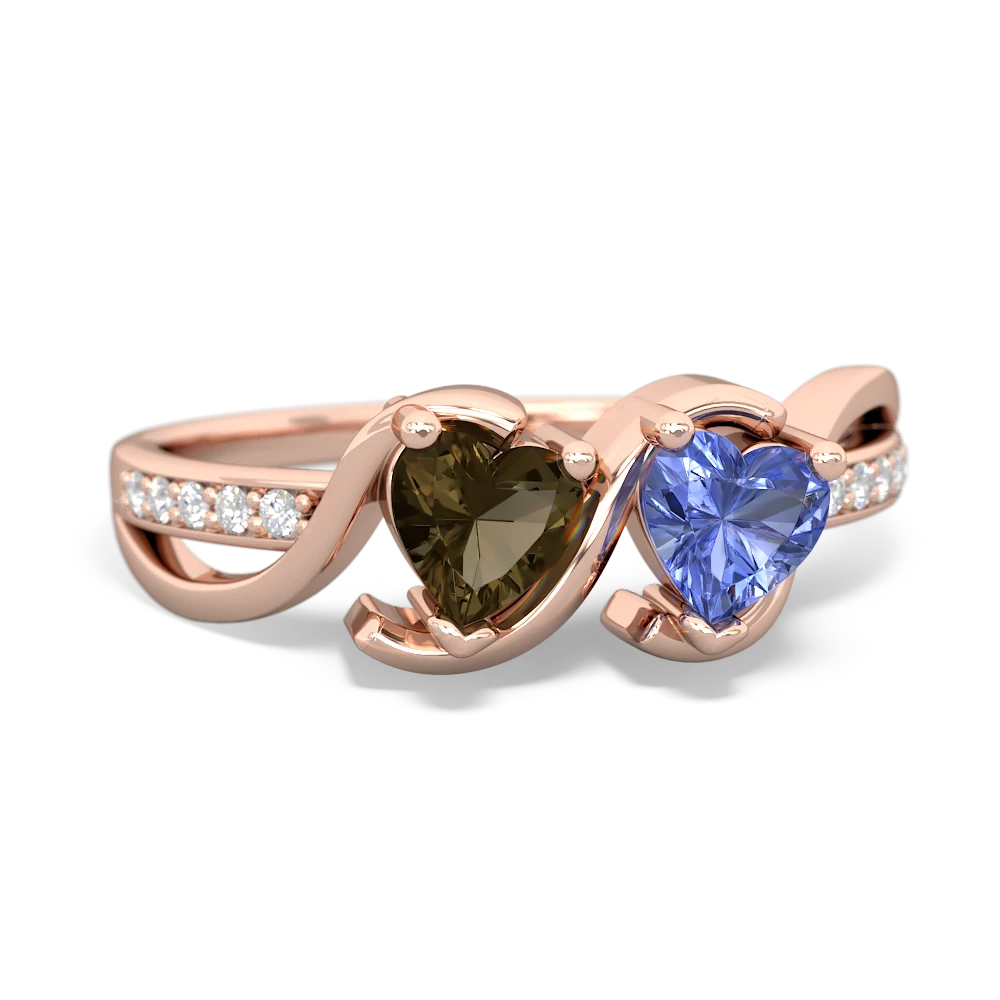 Smoky Quartz Side By Side 14K Rose Gold ring R3090