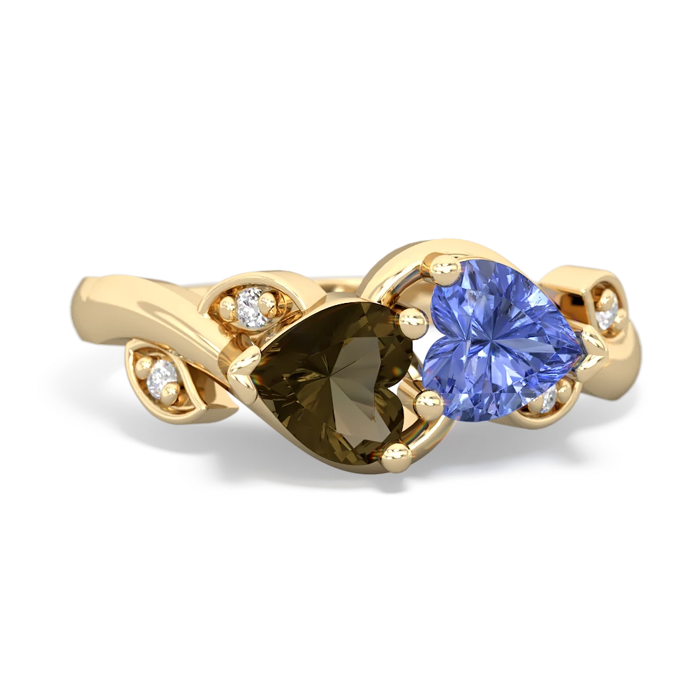 Smoky Quartz Floral Elegance 14K Yellow Gold ring R5790