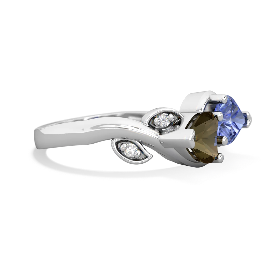 Smoky Quartz Floral Elegance 14K White Gold ring R5790