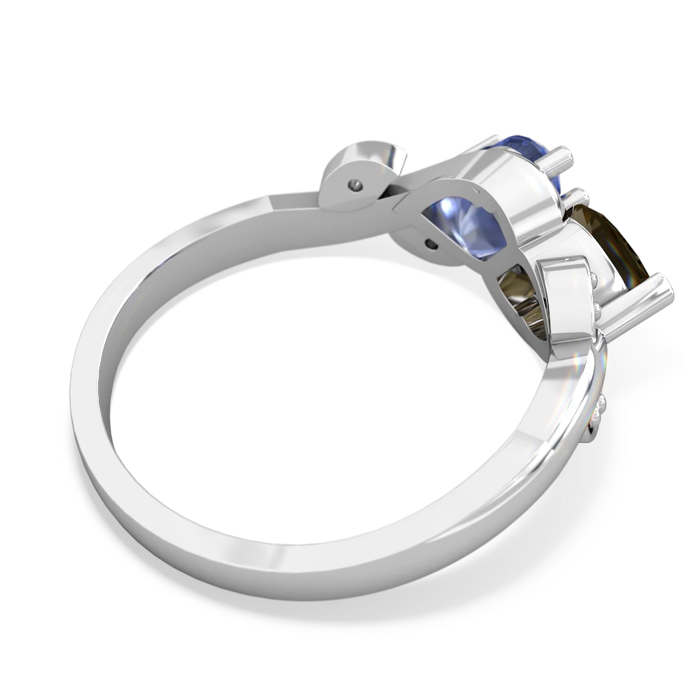 Smoky Quartz Floral Elegance 14K White Gold ring R5790