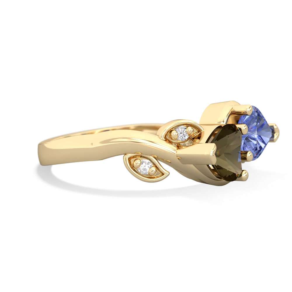 Smoky Quartz Floral Elegance 14K Yellow Gold ring R5790