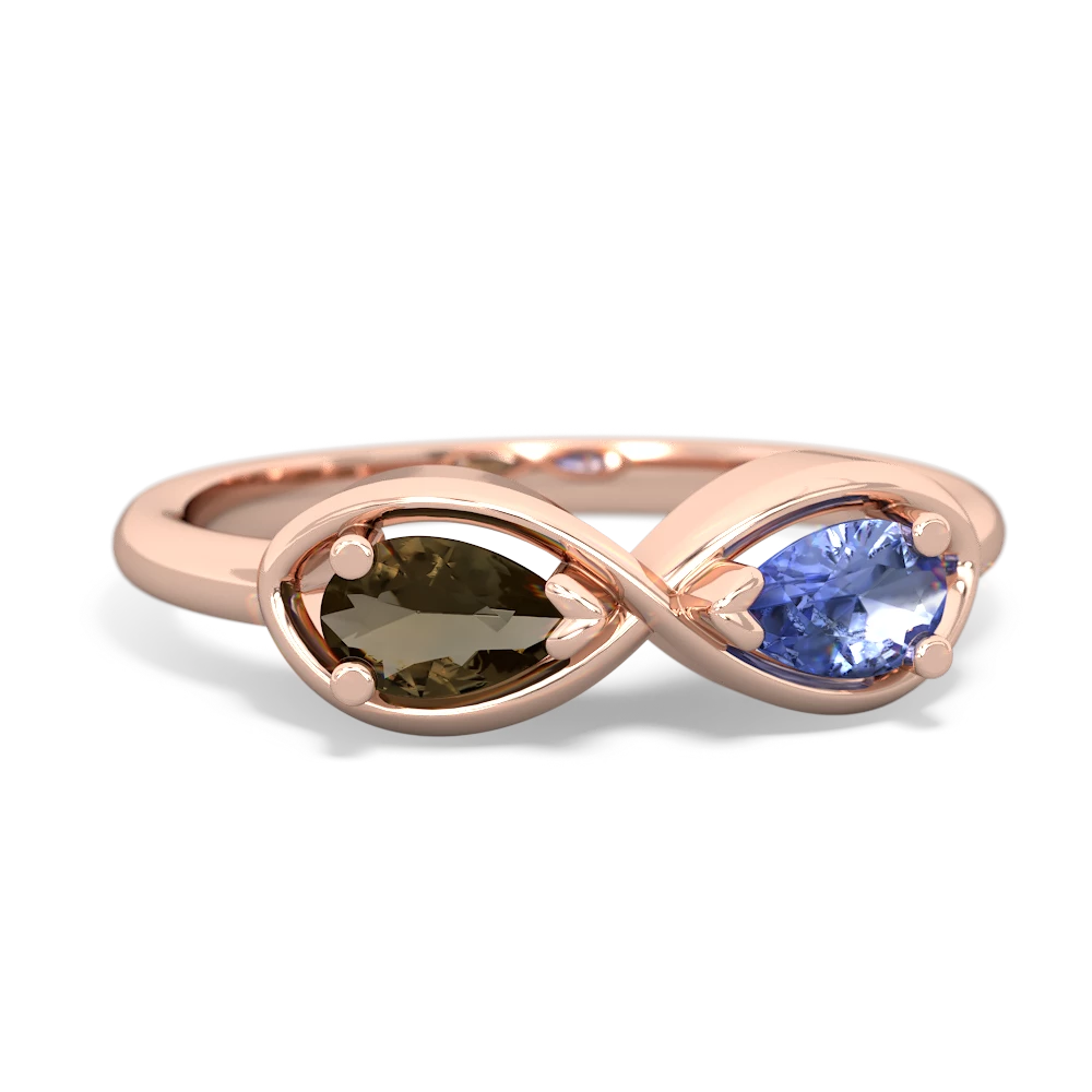 Smoky Quartz Infinity 14K Rose Gold ring R5050