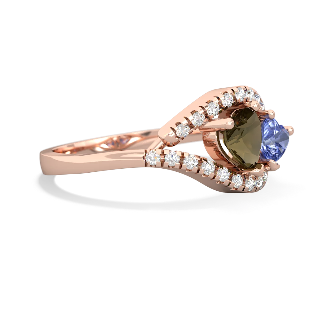 Smoky Quartz Mother And Child 14K Rose Gold ring R3010