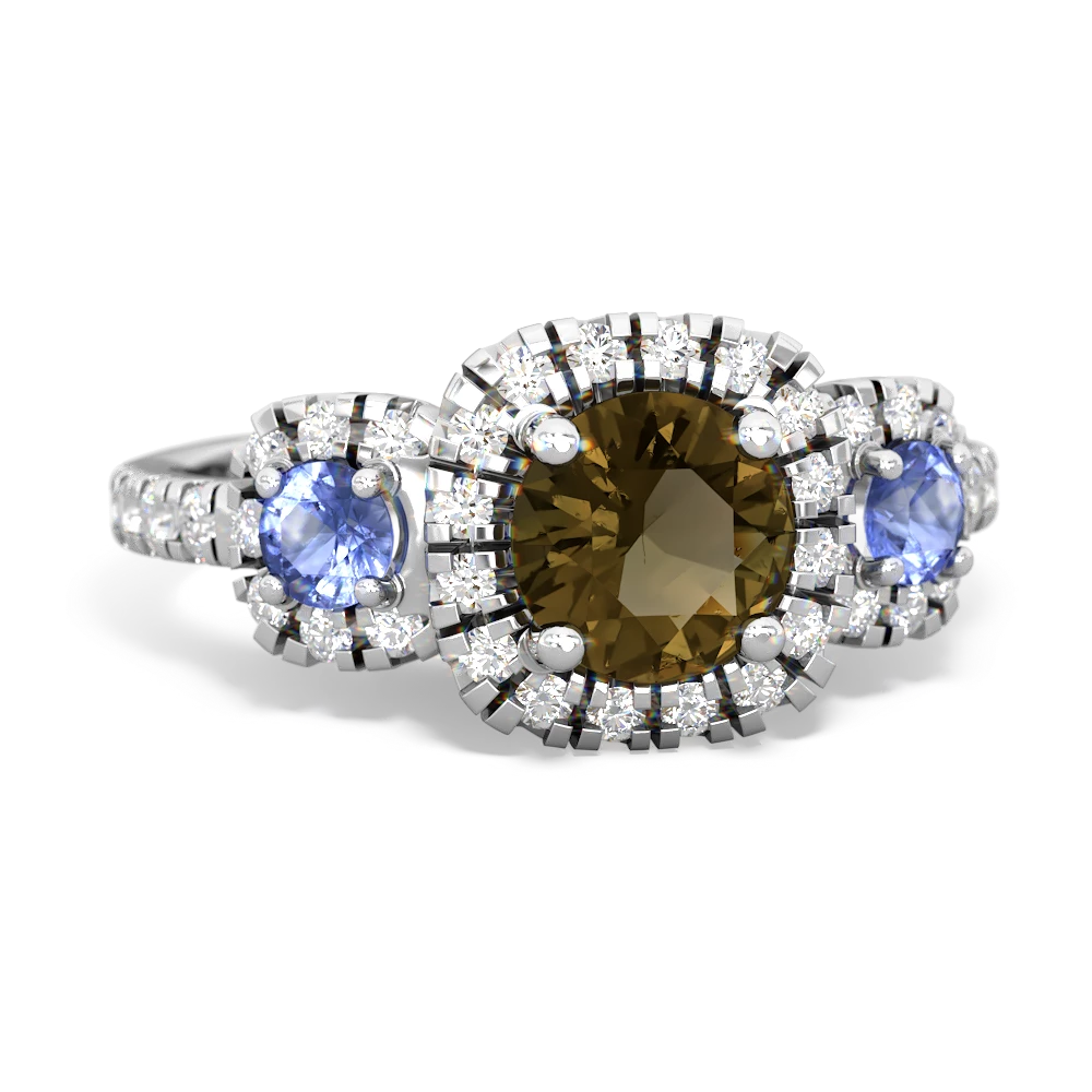 Smoky Quartz Regal Halo 14K White Gold ring R5350